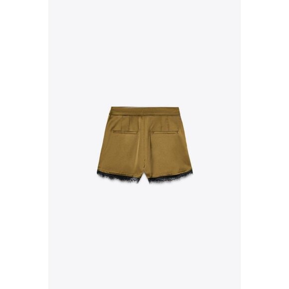 ZARA SATIN BERMUDA SHORTS WITH LACE TRIM - Picture 4 of 5